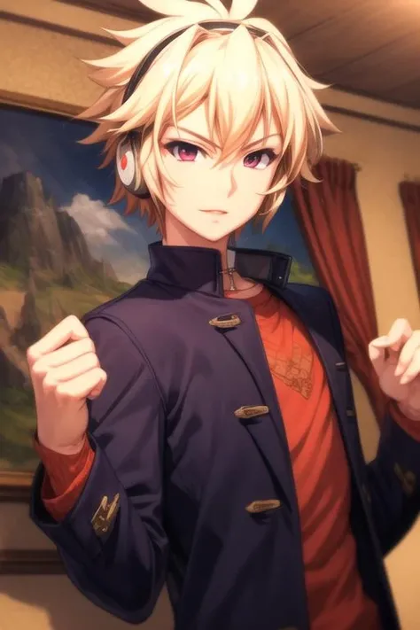 masterpiece, best quality, high quality, 1boy, solo, male focus, looking at viewer, upper body, <lora:izayoi_sakamaki:0.70>, izayoi_sakamaki, , , coat
