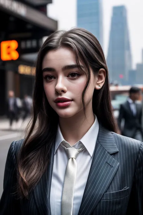 DashaT_SoloTI_v1, PA7_Portrait-MCU,
(Tailored pinstripe suit, crisp white shirt, power tie, leather briefcase),
(Bustling financial district, towering skyscrapers, people rushing by, newsstand, honking taxis, steaming street vendors: 1.3),
(seductive:1.3),photorealistic, masterpiece, high quality, artistic, unique, award winning photograph, professional, 8k, RAW photo, best quality,flattering,
 <lora:add_detail:0.6>,<lora:LowRa:0.1>