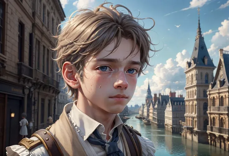 (extremely detailed CG unity 8k wallpaper), by Jean-Baptiste Monge, 1boy, (((male))), style-empire:0.5, megapixel, close-up, cloud