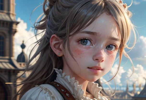 (extremely detailed CG unity 8k wallpaper), by Jean-Baptiste Monge, 1girl, (((female))), style-empire:0.5, megapixel, close-up, cloud