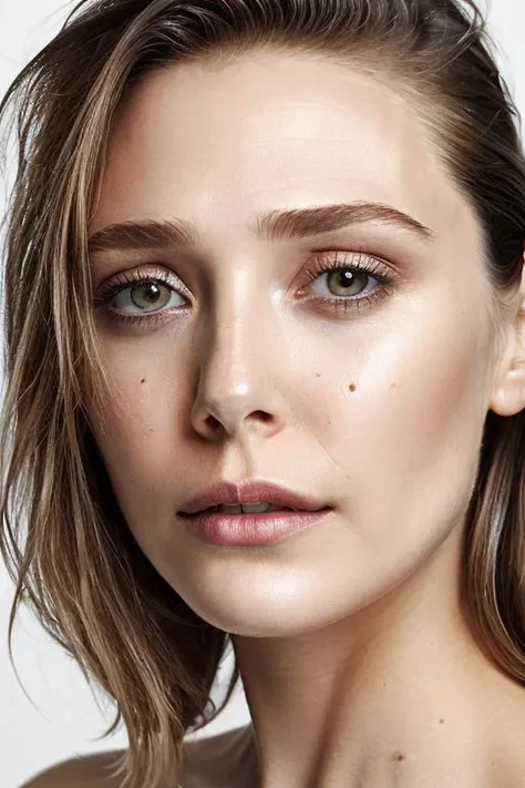 portrait of young sks woman, topless, slick hair, oiled skin, grey background, (tilted angle shot:1.0),
<lora:CR-ElizabethOlsen_v1-malcolmrey:1.0>