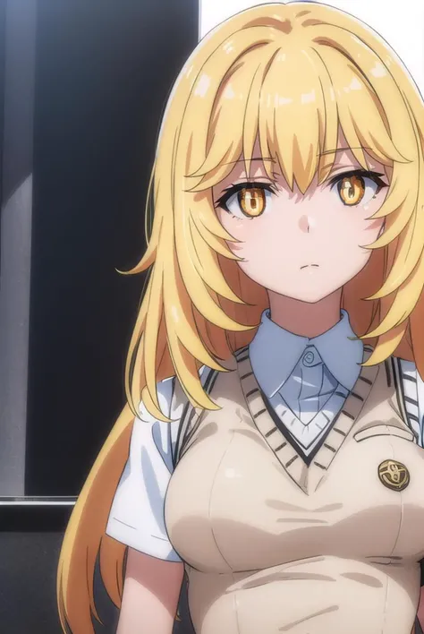 misakishokuhou, <lyco:misaki shokuhou s3-lyco-nochekaiser:1>,
misaki shokuhou, blonde hair, hair between eyes, long hair, (symbol-shaped pupils:1.5), + +, (yellow eyes:1.5), (medium breasts:1.2),
BREAK elbow gloves, gloves, school uniform, short sleeves, summer uniform, sweater vest, tokiwadai school uniform, white gloves, (light brown sweater vest:1.2),
BREAK outdoor, city, sky, sun, clouds,
BREAK looking at viewer, (cowboy shot:1.5),
BREAK <lyco:GoodHands-beta2:1>, (masterpiece:1.2), best quality, high resolution, unity 8k wallpaper, (illustration:0.8), (beautiful detailed eyes:1.6), extremely detailed face, perfect lighting, extremely detailed CG, (perfect hands, perfect anatomy),