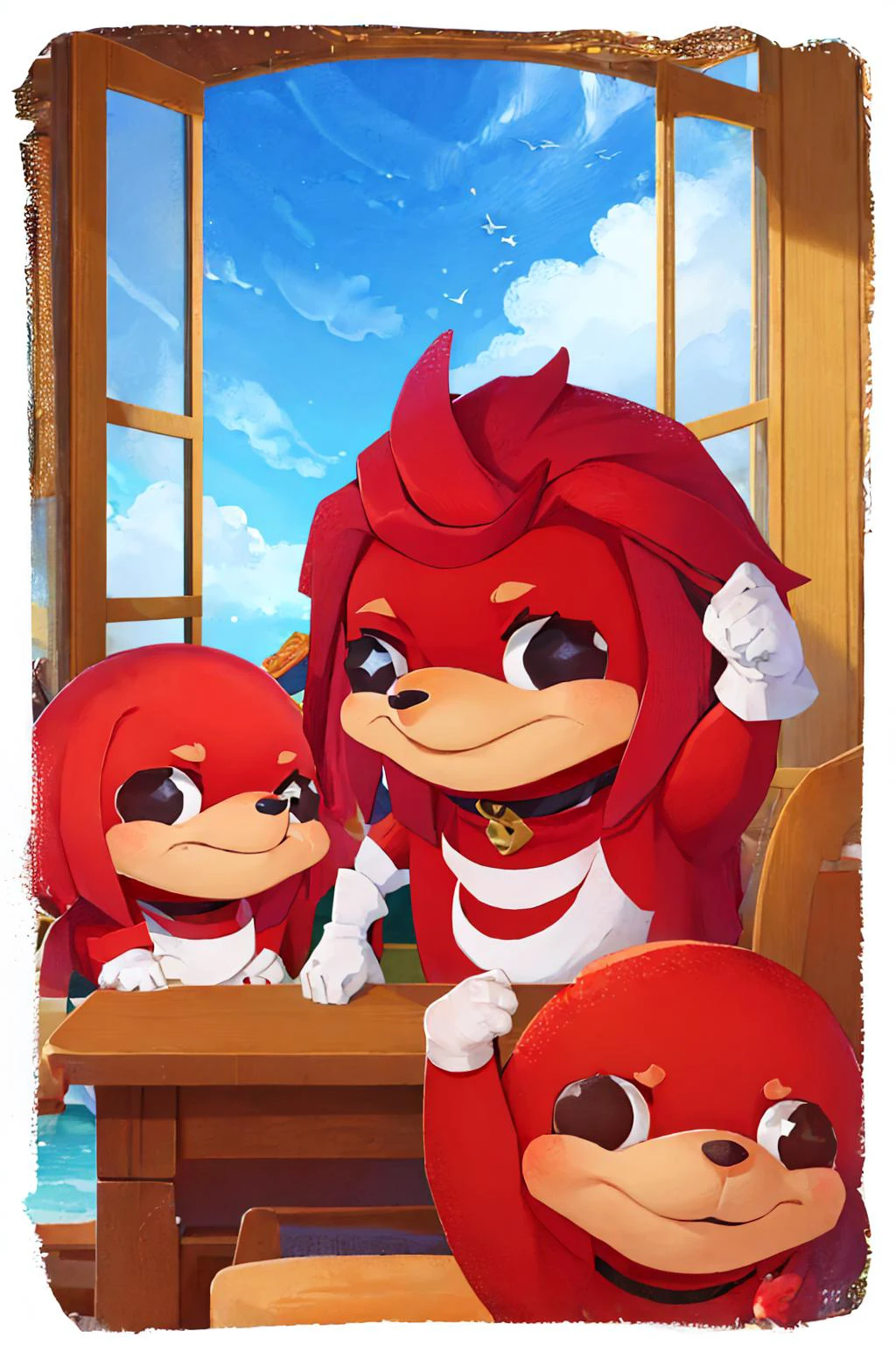 (masterpiece, best quality:1.2), border, chibi, UgandaKnuckles, red skin, white gloves, no humans <lora:style_onmyoji-20:1> <lora:UgandaKnuckles:0.9>