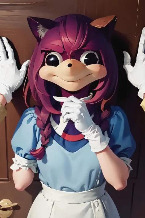 Highly detailed, High Quality, Masterpiece, beautiful, UgandaKnuckles, <lora:UgandaKnuckles:1>, no humans, white gloves, animal, animal focus, kabedon pov, looking at viewer, <lora:Pos_POVGivers:1>
