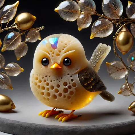 ral-ktchzpong (cs-cr1stal-v2:0.5) electroplated smoky quartz European Robin, brass wire edging, dw01-3400 <lora:ral-ktchzpong:1.1>