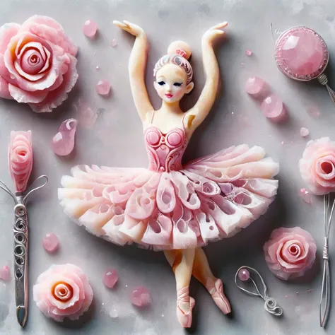 ral-ktchzpong portrait of a (ral-colorswirl:0.5) craquelure rose quartz ballerina, silver wire edging, <lora:ral-ktchzpong:1.1> <lora:ral-colorswirl:1>
