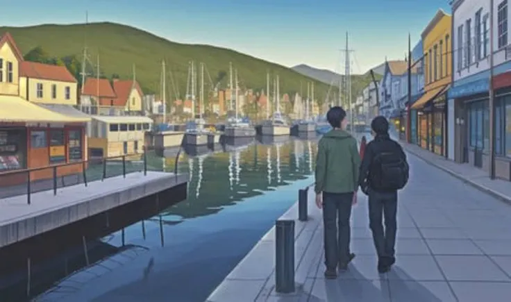 City, street, Fishing port town, A page from youth
