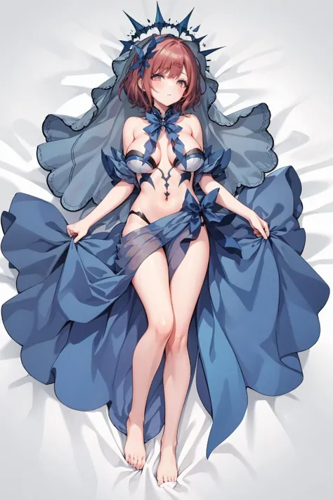 1girl,solo,
outfit-origami,veil,halo,navel,
lying on back, dakimakura \(medium\), bed sheet,
<lora:OrigamiHaloVeil1007:1> ,
large breasts, bare legs,
<lora:char-madoka:0.8>