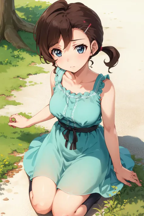 inuyama mana, 1girl, full body, ponytail, sundress, closed mouth <lyco:KitsuneAi-InuyamaMana-LoCon32V1-000007:0.9>