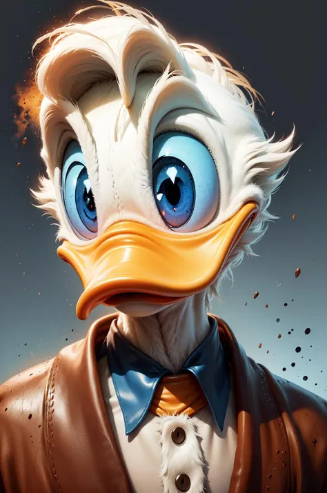 a portrait of d0nald with beautiful blue eyes, crystal clear, duck