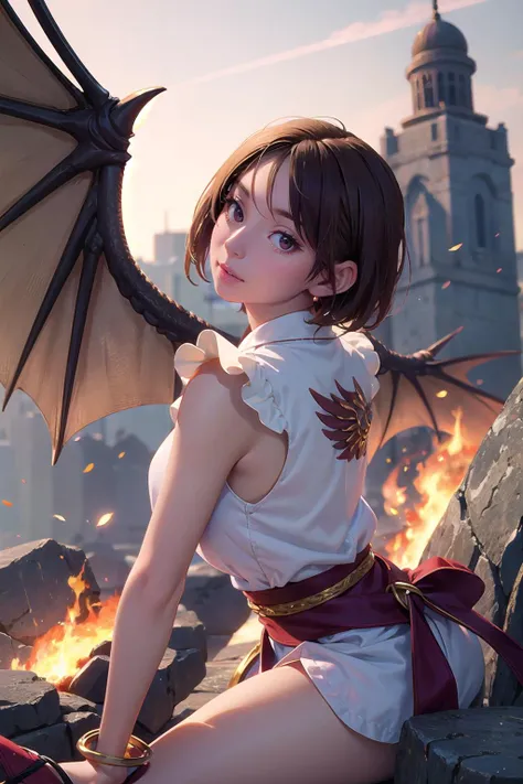masterpiece, best quality,1girl,young girl,brown eyes,short hair,tired _facesmile,shiny skin,(nice leg line:1.3),thin waist,huge breasts,
BREAK
dragon, kingdom, prince, quest, slay, bravery, scales, fire, wings, treasure
BREAK
around crowd:1.1,depth of field,looking at viewer,from side,upper body