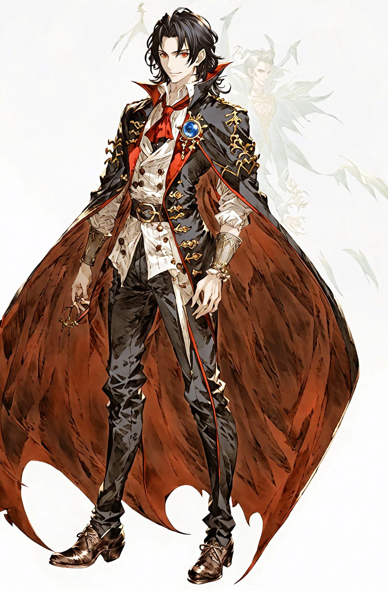 Count Dracula the vampire king, red eyes, black hair, slit pupils, closed mouth, looking at viewer,
((eye_style: fsn_ubw_style)), <lora:ryoji_ohara_Final_Fantasy_Brave_Exvius_ArtStyle:1.5>, <lora:granblue_fantasy_style_pony:1> granblue, granblue_fantasy_style_xl, <lora:sdxl_lightning_8step_lora:0.5>