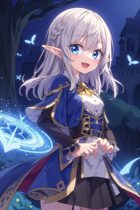 insanely detailed, absurdres, ultra-highres, ultra-detailed, best quality,
1girl, solo, nice hands, perfect hands
BREAK
elf girl, (wearing sorcerer outfit:1.2), (nsfw:-1.5), (navel:-1)
BREAK
happy smile, laugh, open mouth
BREAK
45 angle,
standing, cowboy shot, looking at viewer
BREAK
slender, kawaii, perfect symmetrical face, ultra cute girl, ultra cute face, ultra detailed eyes, ultra detailed hair, ultra cute, ultra beautiful
BREAK
fantasy world, garden of castle, depth of field, ultra detailed background
BREAK
medium breasts,
BREAK
silver hair, elf ear, blue eyes