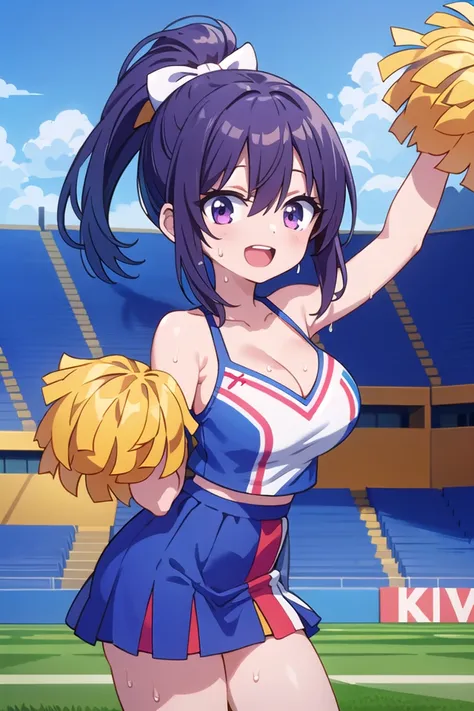 insanely detailed, absurdres, ultra-highres, ultra-detailed, best quality,
1girl, solo, nice hands, perfect hands
BREAK
(cheering, cheerleader girl, holding pom-poms, cheerleader costume, sweat:1.3)
BREAK
happy smile, laugh, open mouth
BREAK
,
cowboy shot, looking at viewer,
BREAK
slender, kawaii, perfect symmetrical face, ultra cute girl, ultra cute face, ultra detailed eyes, ultra detailed hair, ultra cute, ultra beautiful
BREAK
(crowds, spectators, audience:1.3),
in school ground, sports festival, day, ultra detailed background,
(very wide, panorama view, sense of depth, magnificent view:1.3)
BREAK
large breasts, cleavage, (navel:-1)
BREAK
purple hair, red eyes, updo, hair between eyes