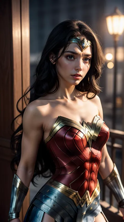 (best quality, masterpiece, colorful, dynamic angle, highest detailed), (photorealistic:1.2), raw photo,(Wonder Woman), upper body photo, fashion photography of cute black long hair girl (Wonder Woman), dressing high detailed Wonder Woman suit (high resolution textures), in dynamic pose, bokeh, (intricate details, hyperdetailed:1.15), detailed, moonlight passing through hair, perfect night, (fantasy background), (official art, extreme detailed, highest detailed), (photorealistic:1.2), raw photo,, HDR+