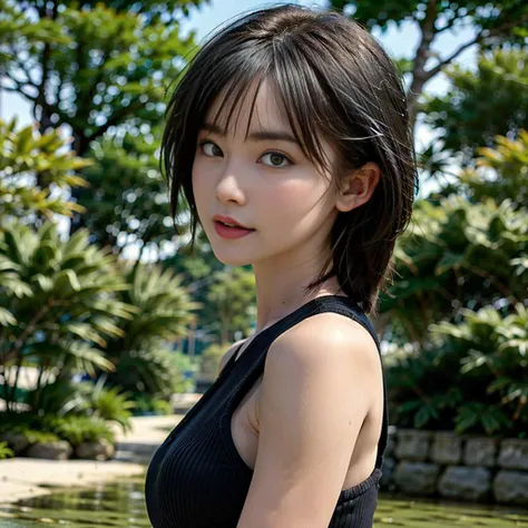 masterpiece, best quality, (realskin:1.5), photograph, lush jungle, 3/4 view of a Fluid Macanese Female Dockworker, Peaceful, film grain, Canon RF, L USM, Kodachrome, extremely detailed CG Unity 8k wallpaper, photorealistic, realistic,8k,highres,cinemagraph <lora:eimifukada:0.7>