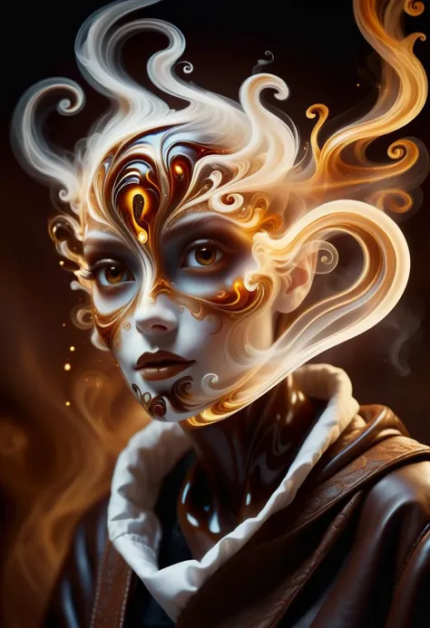 hyper detailed masterpiece, dynamic, awesome quality,female coffee spirit, transparent Ethereal entity embodying the essence of coffee,
aroma of freshly brewed coffee, eyes shimmer like coffee beans,
swirls of steam, human-like form, energy, inspiration, warmth, cozy morning, cafes, spreading comfort and alertness,
accessories related to coffee culture, barista apron <lora:DonMW15pXL-000008:0.5> <lora:DonMSp3ctr4l:0.65> DonMSp3ctr4l