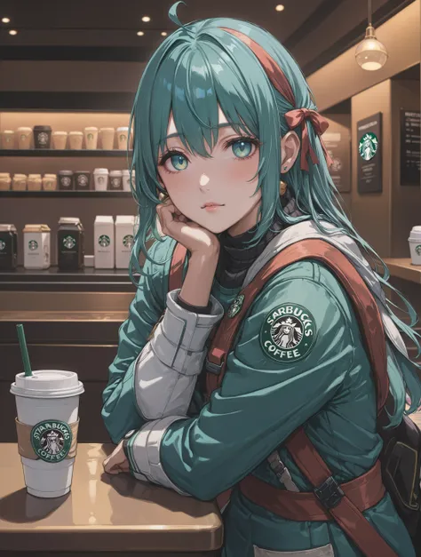 <lora:yukihiro_kajimoto_so2r_xl:0.8> <lora:IOS_Iridescent_opal_style:0.6> star ocean, (masterpiece), best quality, 4k, aesthetic, detailed, starbucks girl