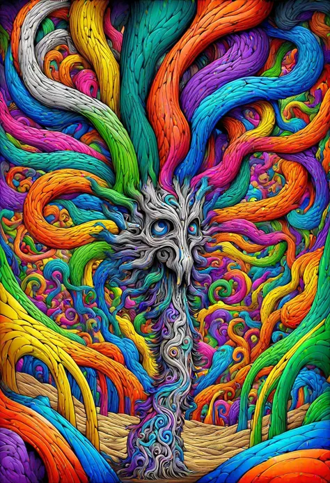 DonMM3l4nch0l1cP5ych0XL,vibrant, psychodelic, a amorphous vortex sand serpentine Chinese Lung, bristles, multi-headed head, mismatched spiked legs, quadrupple of rainbow wings, , <lora:DonMM3l4nch0l1cP5ych0XL-000004:0.8>
