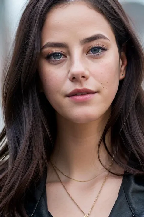 real, atmospheric scene, masterpiece, best quality, (detail skin texture, ultra-detailed body), 24mm, 4k textures, soft cinematic light,
<lora:kayascodelario_lora_smf_v1-000003:0.9>, 1girl, k4y4sc0d3-smf, solo, realistic, jewelry, long hair, necklace, blue eyes, lips, looking at viewer, portrait, brown hair, parted lips, black hair, blurry, nose