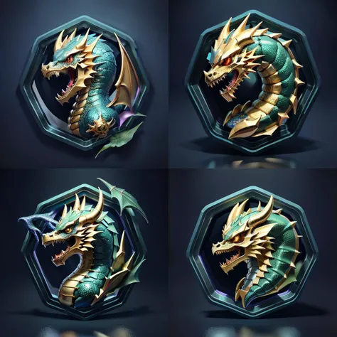 (masterpiece),(best quality),(ultra-detailed), ((badge)),dragon skull, <lora:badge_v10:0.8>
