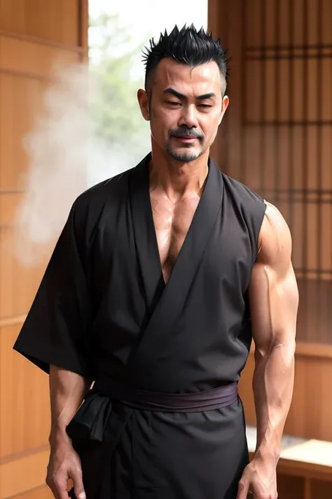 <lora:mensYUKATA_v10:0.5>
1man, (M-YUKATA),
1boy, (spiked hair and black hair),(closed eyes),(((facial_hair))),steaming body:1.2,oil:1.2,wet:1.2,(sweaty:1.2),(sweatdrop:0.8227),(backlighting:1.15763),((muscular:1.4)),(ads:1.2),penis:1, closed eyes, NYOTAIMORI,lying