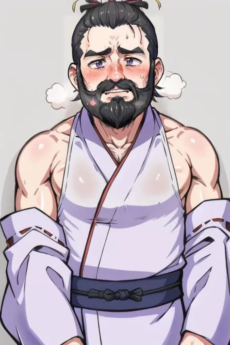 <lora:mensYUKATA_v10:0.5>
1man, (M-YUKATA),
old man, wet skin, blushing, drooling, sweating.one shoulder,Strong body, body hair, beard, masculine body.