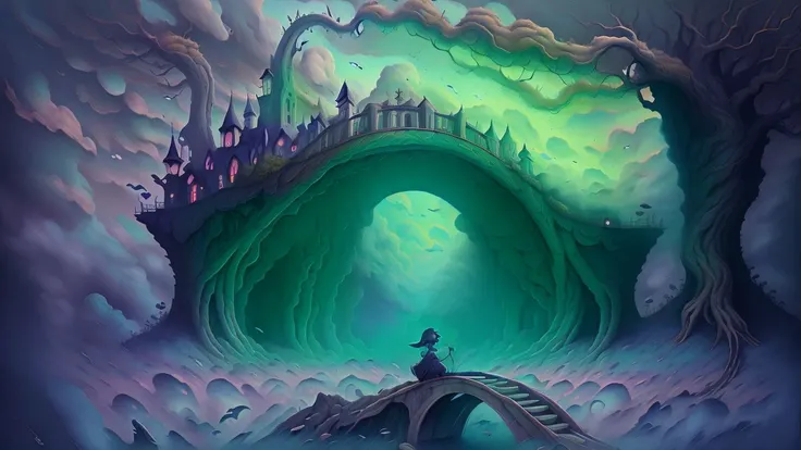 bridge made of clouds,overgrown,dreamlike,absurdes,fantasy   <lora:DREAMEE_V0.01:1>,