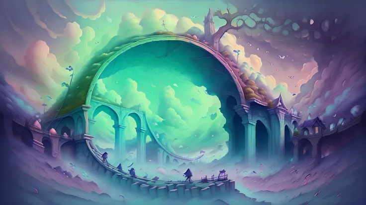 bridge made of clouds,overgrown,dreamlike,absurdes,fantasy <lora:DREAMEE_V0.01:1>,