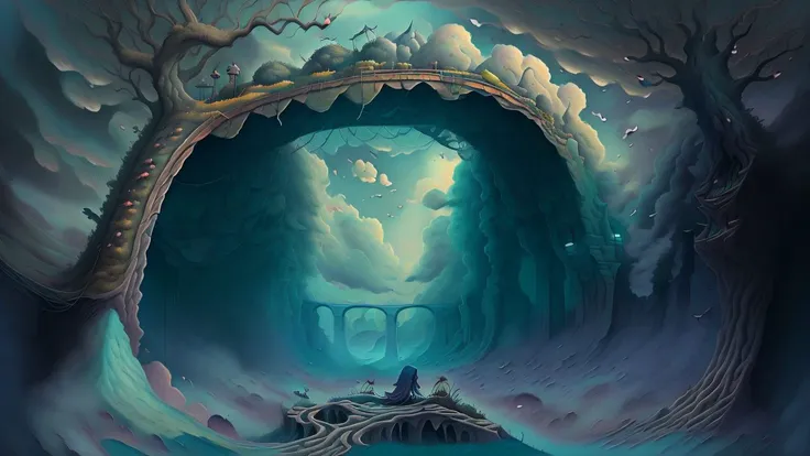 bridge made of clouds,overgrown,dreamlike,absurdes,fantasy <lora:DREAMEE_V0.01:1>,
