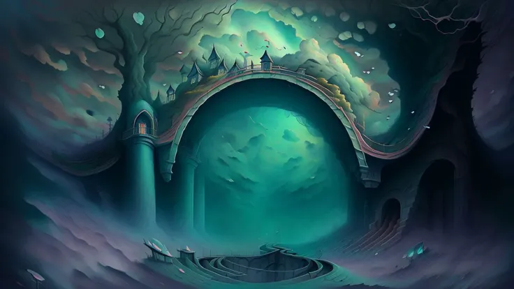 bridge made of clouds,overgrown,dreamlike,absurdes,fantasy <lora:DREAMEE_V0.01:1>,