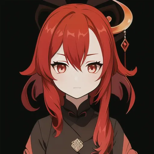 GenshinAvatar, (a girl with red hair and red eyes:1.4), highly_detailed, illustration, portrait, (((masterpiece))),(((bestquality))), (black_background:1.4), simple_background, <lora:GenshinAvatarV2:1>