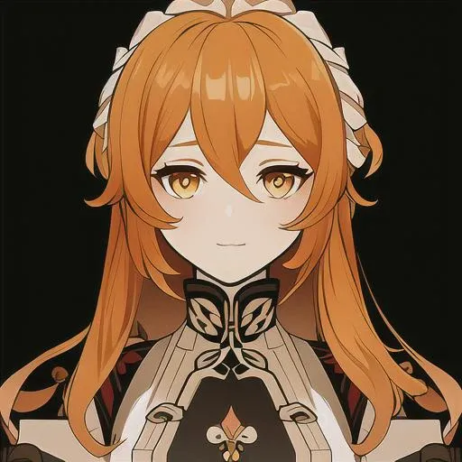 GenshinAvatar, (a girl with golden hair and golden eyes:1.4), highly_detailed, illustration, portrait, (((masterpiece))),(((bestquality))), (black_background:1.4), simple_background, <lora:GenshinAvatarV2:1>