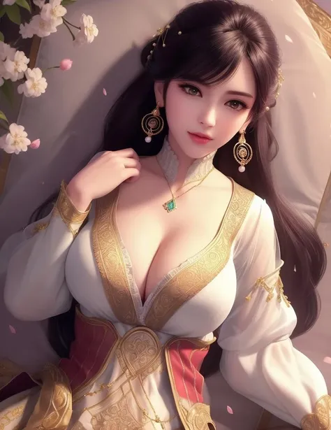 ultra realistic 8k cg, picture-perfect face, flawless, clean, masterpiece, professional artwork, famous artwork, cinematic lighting, cinematic bloom, perfect face, beautiful face, fantasy, dreamlike, unreal, science fiction, beautiful clothes, lace, lace trim, lace-trimmed legwear, (rich:1.4), prestige, luxury, jewelry, diamond, gold, pearl, gem, sapphire, ruby, emerald, intricate detail, delicate pattern, charming, alluring, seductive, erotic, enchanting, hair ornament, necklace, earrings, bracelet, armlet,halo
((,1girl, ,))(((, 1girl, solo, cherry blossoms,sakuramon,looking at viewer, , )))((1girl, solo, , , skirt, looking_at_viewer, lips,upper body, large breasts,frilled dress, ,,cleavage, )) <lora:DA_XuLingXi:0.5> <lora:povMissionary_v10:0.7>(sex, missionary, )