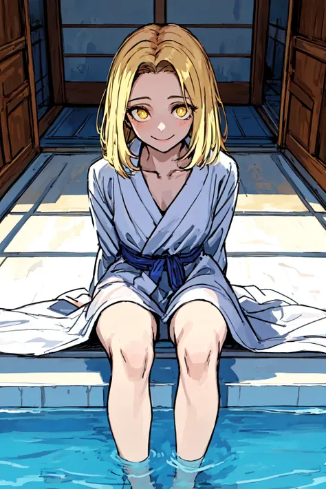 best quality, masterpiece, intricate, detailed background, highly detailed, intricate, absurdres, realistic,
1girl, blonde hair, forehead, sidelocks, yellow detailed eyes, wading pool, indoor, (magical:1.2), sitting, bathrobe, (skinny legs:1.2),
from front,
<lora:yameroyandere-v2:1> yameroyandere, constricted pupils, yandere, empty eyes, shaded face, crazy eyes, glowing eyes, crazy smile, dark,