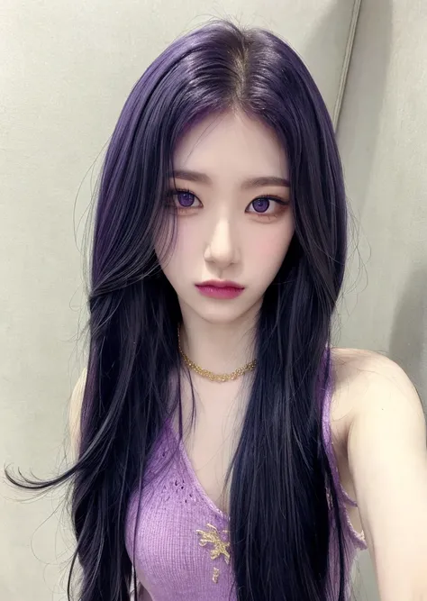 24 years old Malaysian girl, dark brown eyes:1.4, thin nose:1.4, thin lips:1.3,  slanted eyes:1.6, double eyelids:1.2,(multi layered dark purple hair:1.5), fundamental breast, rectangle body:1.4, cowboy shots, random pose, outdoor, halfbody shots, visible cleavage , Random location  , wear yellow-red floral shirts.