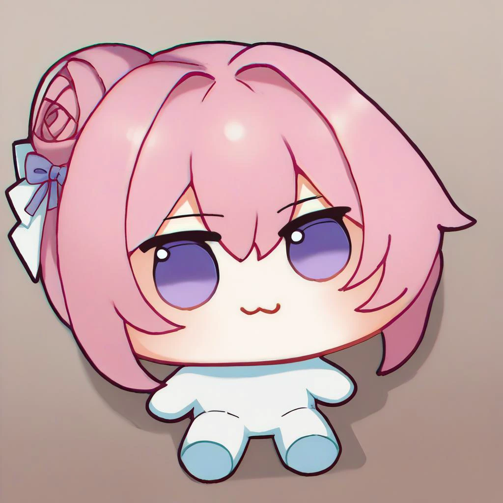 score_9, score_8_up, score_7_up, fumo \(doll\), chibi, solo, 1girl, doro, creature, :3, pink hair, purple eyes, hair bun, hair bow, no humans, white skin, sitting <lora:style_toyfumo_ponyXL-000006:1> <lora:Doro_X_PDXL_V1:1>