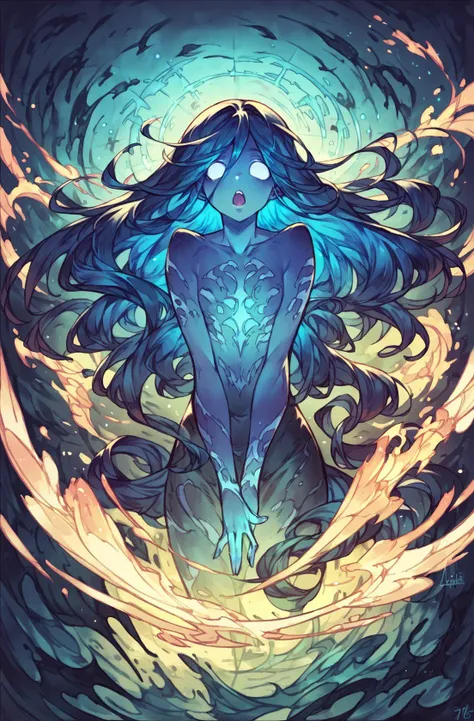 Naked cute goddess、Light blue costume、wounds、erotick、lake、teats