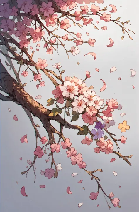 score_9,score_8_up,score_7_up,score_6_up,score_5_up,score_4_up simple background,white background,flower,petals,no humans,leaf,plant,white flower,cherry blossoms,pink flower,purple flower,branch,still life <lora:Lora_ciloranko-artist-v1:0.8> ach_ciloranko-artist, chromatic aberration