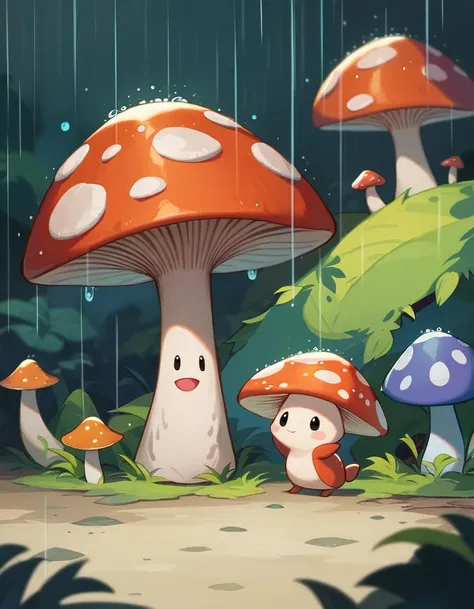 score_9, score_8_up, score_7_up, rating_safe, 
rain falls heavy as a tiny frog finds shelter under a mushroom,
source_anime, a1,