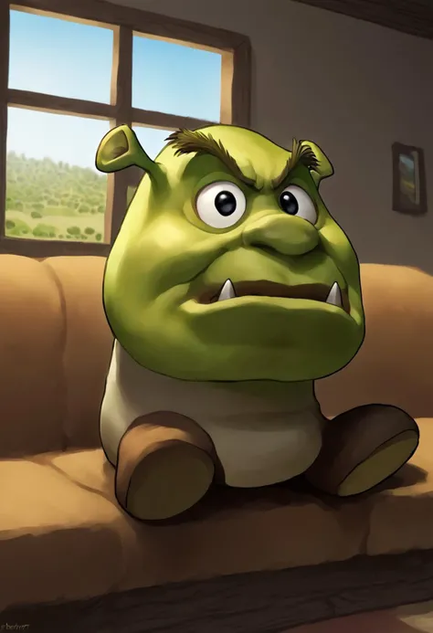 score_9, score_8_up, score_8, <lora:Request_Goomba_Super_Mario_Brothers_for_PonyXL:0.8> g00mb4, solo, black eyes, fangs, shrek, green skin, open mouth
sitting on couch, living room, window, great tits