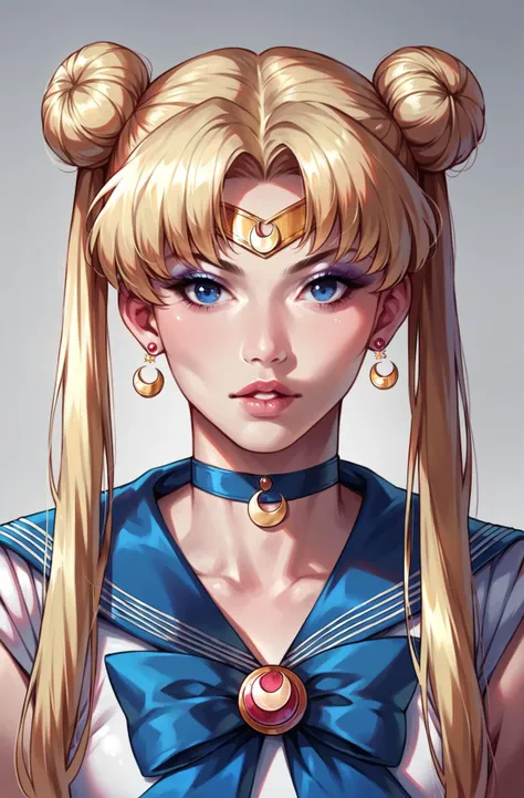 score_9,score_8_up,score_7_up,score_6_up,score_5_up,score_4_up source_safe, 1girl,solo,long hair,looking at viewer,blue eyes,blonde hair,twintails,jewelry,earrings,parted lips,choker,hair bun,lips,double bun,makeup,portrait,crescent earrings,tsukino usagi,sailor moon <lora:Photo 2 Style SDXL_LoRA_Pony Diffusion V6 XL:0.8> raw, photo, realistic,