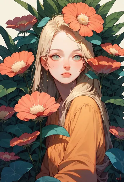 <lora:gr33nXLP:1> gr33n, solo, 1girl, long hair, plant, flower, score_9, score_8_up, score_7_up, score_6_up,