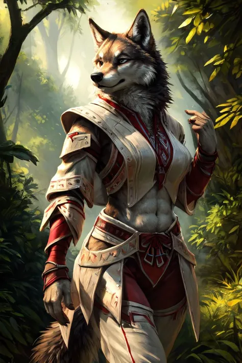 character portrait of a sexy, adult, (female:1.4), (anthro:1.2), wolf, amatsu armor, gunner, thin, hi res, photorealism, soft shading, presenting pussy, (detailed eyes:1.1), beautiful eyes, (masterpiece:1.2), detailed face, good anatomy, detailed fur, 1tail, tail, cinematic lighting, ultradetailed, professional photography, hdr, 3d, lifelike, cinematic, realistic, hyper detailed, maximum detail, volumetric light, by kenket , ross tran, michael & inessa garmash, pino daeni, ruan jia, wolfy-nail, soft fluffy fur, breasts, athletic, solo, (realistic fur, fur, realistic fur texture:1), detailed background, photorealistic, hyper realistic, standing, outdoors, forest,