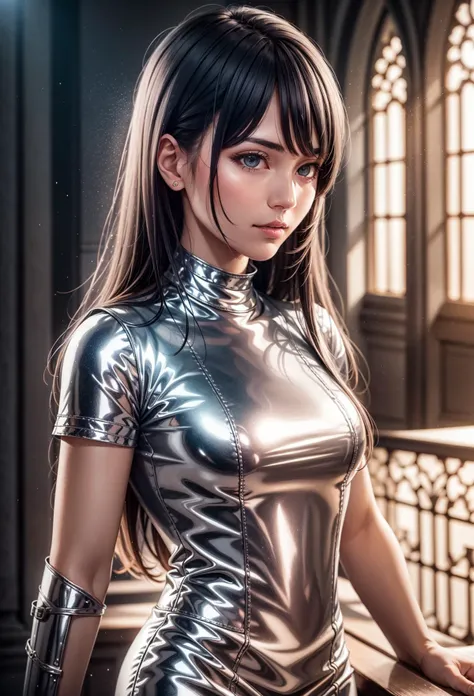 <lora:Ðдежда Ð¥ÑомиÑÐ¾Ð²Ð°Ð½Ð½Ð°Ñ Ñ Ð¾ÑÑажениÑми бÑонÑ(chr0me4rmor,chrome):0.5>, chr0me4rmor,chrome mini shirt, 1girl in full growth, best quality, masterpiece, ultra-detailed, high quality, perfect nose, highly detailed skin, warm skin tone, defiance512, RAW photo, best quality, high resolution, (masterpiece), dreamlike, dreamy, modelshoot style, analog style, tonemapping, photorealistic, professional photography, sharp focus, HDR, 8K resolution, intricate detail, sophisticated detail, hyper detailed, (depth of field), highlight and shadow, volumetric lighting, cinematic bloom, professional light, looking at viewer, blotchy,