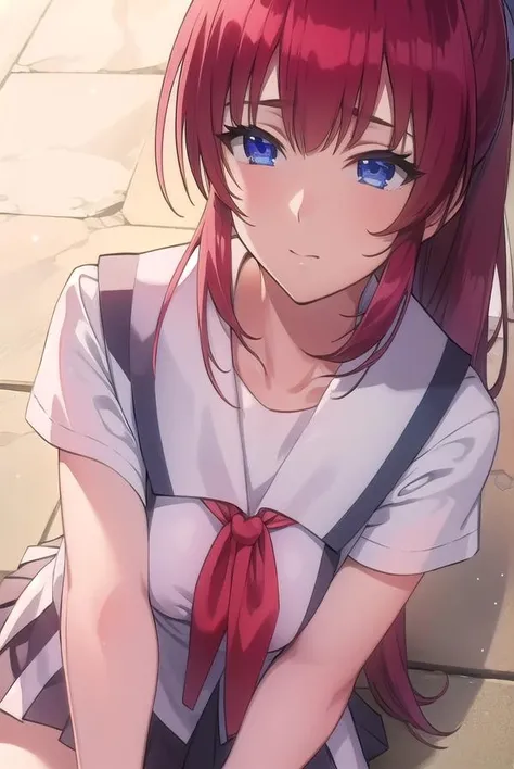mikotoshiratori, <lora:mikotoshiratori-lora-nochekaiser:1>,
mikoto shiratori, long hair, blue eyes, red hair, skirt, ponytail, hair ribbon, ribbon,
BREAK skirt, thighhighs, school uniform, zettai ryouiki, serafuku,
BREAK looking at viewer,
BREAK outdoors,
BREAK <lyco:GoodHands-beta2:1>, (masterpiece:1.2), best quality, high resolution, unity 8k wallpaper, (illustration:0.8), (beautiful detailed eyes:1.6), extremely detailed face, perfect lighting, extremely detailed CG, (perfect hands, perfect anatomy),