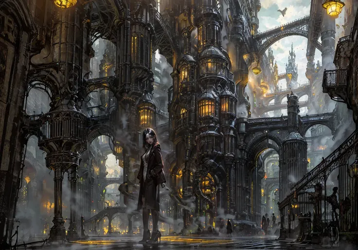 (masterpiece), best quality, ultra-detailed,illustration,beautiful detailed eyes, (beautiful detailed face), ((realistic face)),medium breasts,1girl,(solo),black long hair,Wet hair, gray eye,((zombie girl)),((Decaying body, glowing body)),black lace veil,Black wedding dress,blood thorns:0.3,floating, ((steampunk)),((dark)), (night), (black backglound,outdoors, graves, death, rotting corpses, dark magic) ,standing posture,three-quarter portrait, from below,perspective,atmospheric perspective,
//
very very huge breast:1.5 ,<lora:Zaun:0.6>, cleavage:1.1, (Z cup:1.9),gigantic breasts:1.6, 1girl:1.2