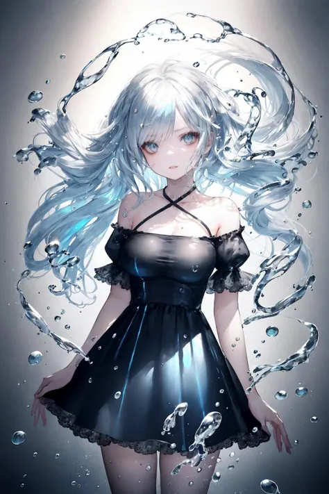 masterpiece, hyper detailed, best quality, extreme detailed, illustration, Delicate Composition, cowboy shot,
fussion of abstract and fluid art, (dynamic view:1.1), 1 girl, (head tilt:0.8),solo, iridescent hair, small breasts, (blouse:0.8), (double exposure:1.0), fluid hair, fussion of fluid and hair,
simple background, light background, <lora:CuteGothicFashion_2:1>