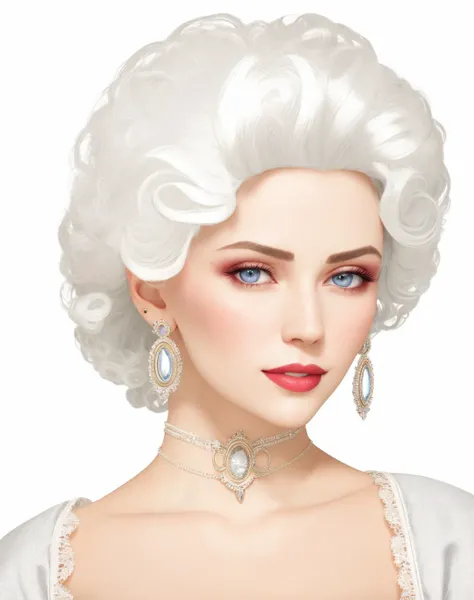 4K, Masterpiece, highres, absurdres,
1girl, solo, looking at viewer, simple background, white background, jewelry, white hair, earrings, teeth, choker, lips, grey eyes, makeup, lipstick, portrait, realistic, with edgMarquise hairstyle,face focus, face shot, portrait
<lora:edgMarquise:1>
