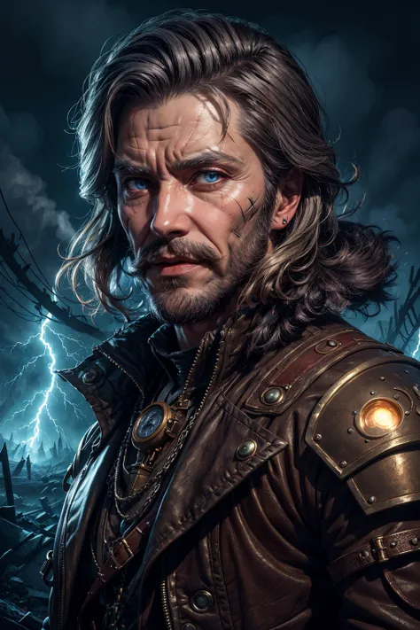 (masterpiece), (best quality:1.2), absurdres, intricate details, (highly detailed:1.2), dramatic lighting, <lora:add_detail_v5:1>
(1man, old byzantine male:1.2), grey-blue eyes, gray hair, long mustache,
portrait, solo, half shot, detailed background, detailed face, (<lora:PunkBundleAI:0.4>, steampunkai, steampunk theme:1.1), sinister smirk, dark fighter, vampiric, red clothes, tattered armor, evil royal black crown, monsters in background, <lora:LightingVFX:0.2>, lightning in background, misty dark sinister atmosphere, black clouds, dark night,
<lora:Elixir:0.8>,